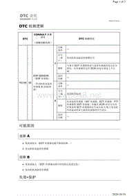 2019年日产天籁-KR20DDET发动机故障代码P0196说明