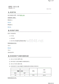 2019年日产天籁-MR20DD发动机故障代码P0103诊断步骤