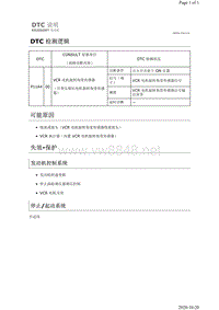 2019年日产天籁-KR20DDET发动机故障代码P11A4说明