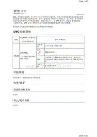 2019年日产天籁MR20DD发动机故障代码U0122说明