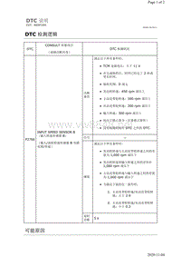 2019年日产天籁变速箱故障代码DTC P2766说明（RE0F10H）