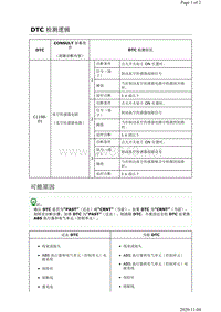 2019年日产天籁制动系统故障代码DTC C1198-01说明