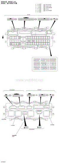 2019年日产天籁电路图-保险丝盒 - 接线盒 J-B 保险丝接头和端子排列