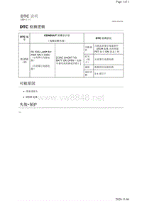 2019年日产天籁驾驶员控制装置故障代码DTC B1256–15说明（LED大灯）