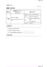 2019年日产天籁安全约束故障代码DTC B0001–09说明