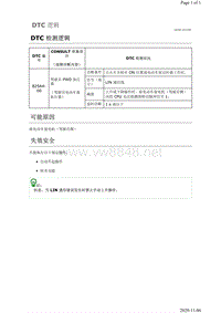 2019年日产天籁车身故障代码DTC B25A4-00说明