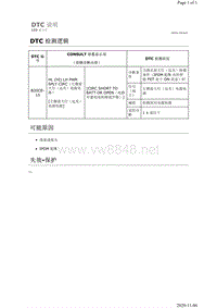 2019年日产天籁驾驶员控制装置故障代码DTC B20CE-15说明（LED大灯）