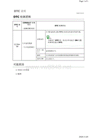 2019年日产天籁轮胎气压监控故障代码DTC C1764-00说明