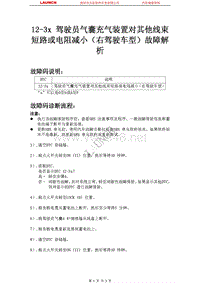 本田_思迪_2009_安全气囊系统_12-3x 驾驶员气囊充气装置对其他线束短路或电阻减小（右驾驶车型）