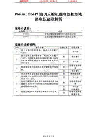 比亚迪_M6_2011_发动机控制系统（M7.8）_P0646P0647空调压缩机继电器控制电路电压故障