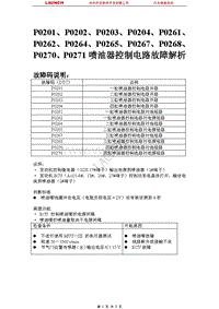 比亚迪_M6_2011_发动机控制系统（4G69 MIVEC）_P0201P0202P0203P0204P0261P0262P0264P0265P0267P0268P0270P0271喷油器控制电路故障