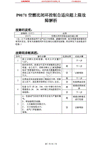 比亚迪_M6_2011_发动机控制系统（M7.8）_P0171空燃比闭环控制自适应超上限故障