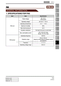 2012年双龙雷斯特车辆技术信息说明-PAS