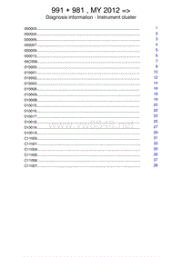 保时捷诊断信息说明-991 981 MY 2012 Diagnosis information - Instrument cluster