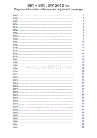 保时捷诊断信息说明-991 981 MY 2012 Diagnosis information - Memory seat adjustment passenger