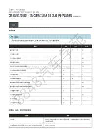 2020年路虎星脉L560维修手册-汽油机冷却2.0L 规格