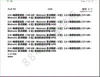 2004年一汽奥迪A6（C5）电路图-2.8 l-电喷发动机（142 kW - Motronic 多点喷射 - 6 缸）2 4 l-电喷发动机 121 kW - Motronic 多点喷射 - 6 缸 发动机标识字母 APR