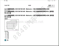 2004年一汽奥迪A6（C5）电路图-2 4 l-电喷发动机 125 120 100 kW - Motronic - 6 缸 发动机标识字母 ASM 自车型年 2003 起