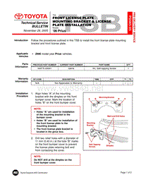 2006年丰田普锐斯维 -Front License Plate Mounting Bracket License Plate Installation