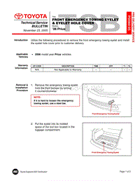 2006年丰田普锐斯维 -Front Emergency Towing Eyelet Eyelet Hole Cover