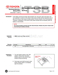 2006年丰田普锐斯维 -Initialization of Power Window