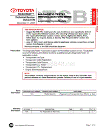 2006年丰田普锐斯维 -Diagnostic Tester Immobilizer Functions