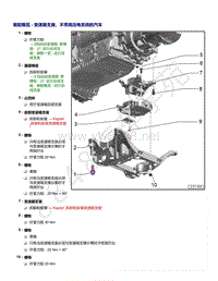 2021年途锐EA839发动机-装配概览 - 变速箱支座 不带高压电系统的汽车