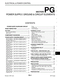 2008年英菲尼迪G37维修手册-M 电气和电源控制-pg 电源 接地和电路元件