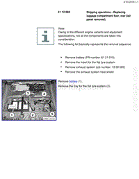 宝马1系F20 F21-Stripping operations - Replacing luggage compartment floor rear tail panel removed 