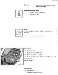 宝马1系F20 F21-Removing and refitting replacing both rear seat backrests