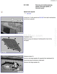 宝马1系F20 F21-Removing and installing replacing speaker mid-range speaker in instrument panel 