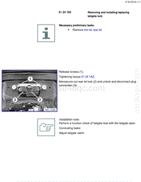 宝马1系F20 F21-Removing and installing replacing tailgate lock