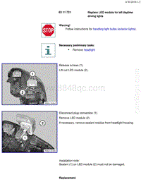 宝马1系F20 F21-Replace LED module for left daytime driving lights