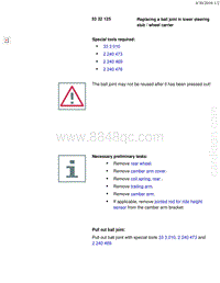 宝马1系F20 F21-Replacing a ball joint in lower steering stub wheel carrier