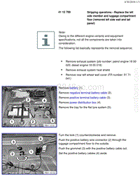 宝马1系F20 F21-Stripping operations - Replace the left side member and luggage compartment floor removed left side wall and tail panel 