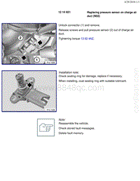 宝马1系F20 F21-Replacing pressure sensor on charge air duct N55 