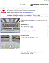 宝马1系F20 F21-Replacing base plate for number license plate