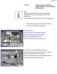 宝马1系F20 F21-Stripping operations - Replacing luggage compartment floor middle tail panel removed 