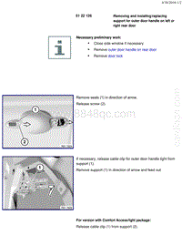 宝马1系F20 F21-Removing and installing replacing support for outer door handle on left or right rear door