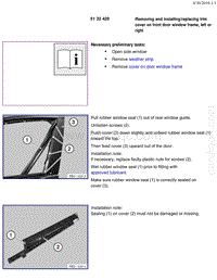 宝马1系F20 F21-Removing and installing replacing trim cover on front door window frame left or right