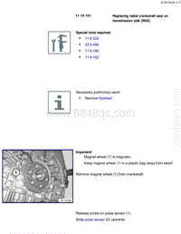 宝马1系F20 F21-Replacing radial crankshaft seal on transmission side N55 