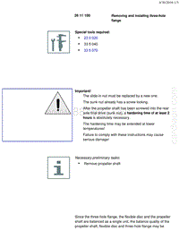 宝马1系F20 F21-Removing and installing three-hole flange