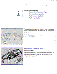 宝马1系F20 F21-Replacing instrument panel trim