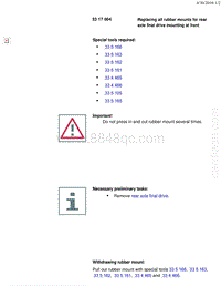 宝马1系F20 F21-Replacing all rubber mounts for rear axle final drive mounting at front