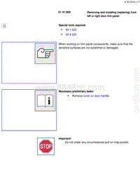 宝马1系F20 F21-Removing and installing replacing front left or right door trim panel