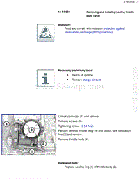 宝马1系F20 F21-Removing and installing sealing throttle body N55 