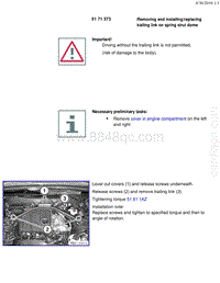 宝马1系F20 F21-Removing and installing replacing trailing link on spring strut dome