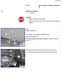 宝马1系F20 F21-Service position of engine compartment lid