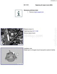 宝马1系F20 F21-Replacing left engine mount N55 1