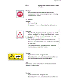 宝马1系F20 F21-Symbols used and information in repair instructions